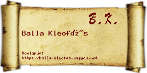 Balla Kleofás névjegykártya
